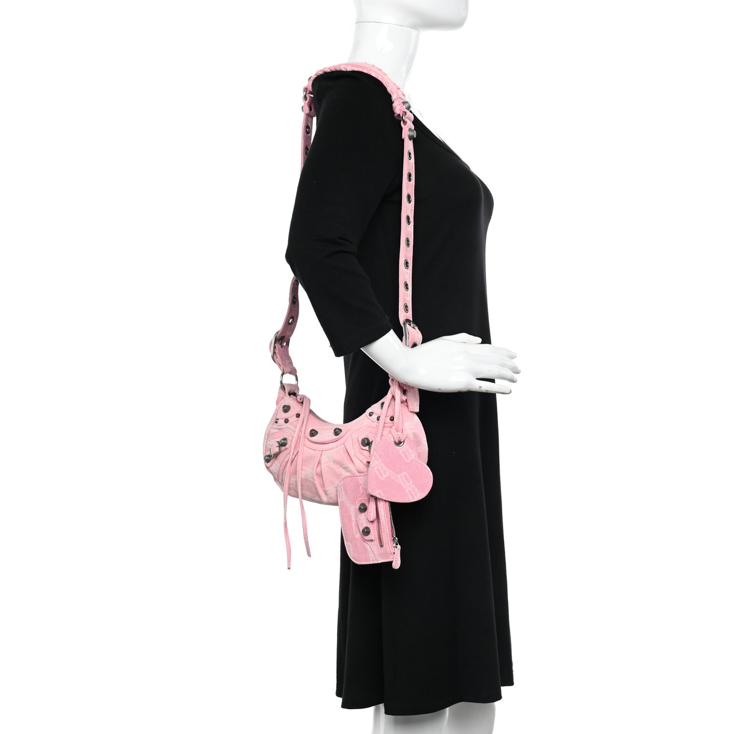 Denim BB Monogram Le Cagole Shoulder Bag XS Pink