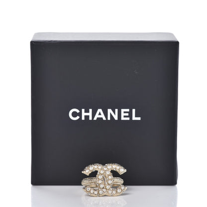 Chanel Crystal Pearl CC Ring 6 Gold 6 of 6