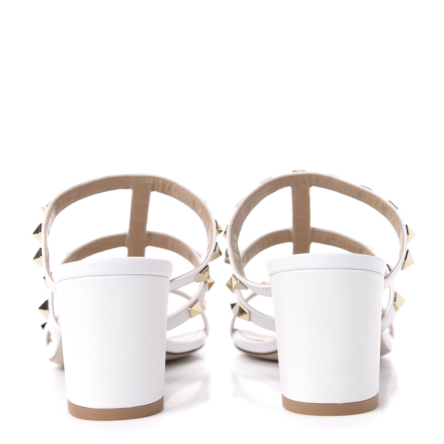 Valentino Garavani Calfskin Nappa Rockstud 60mm Caged Slide Sandals 39 Optic White 7 of 11