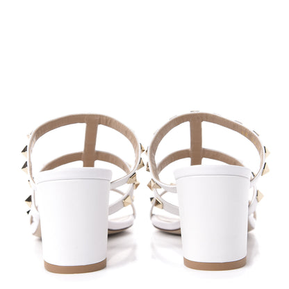Valentino Garavani Calfskin Nappa Rockstud 60mm Caged Slide Sandals 39 Optic White 7 of 11