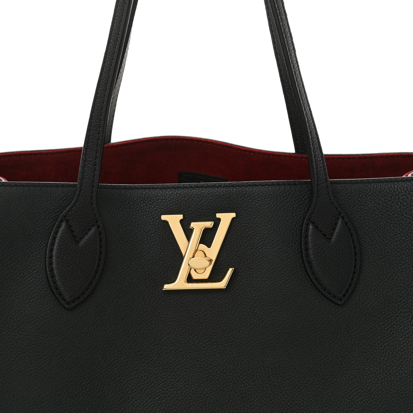 Grained Calfskin Lockme Shopper Black