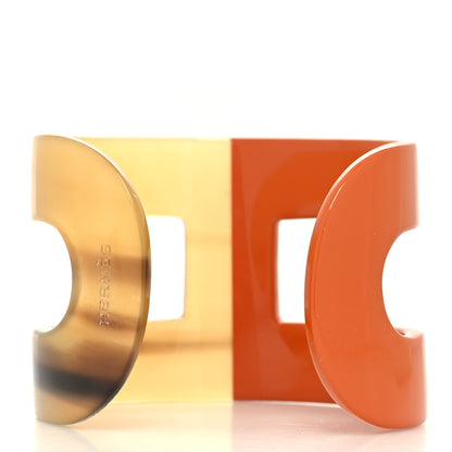 Hermes Buffalo Horn Lacquer Ano H Cuff Orange 3 of 4