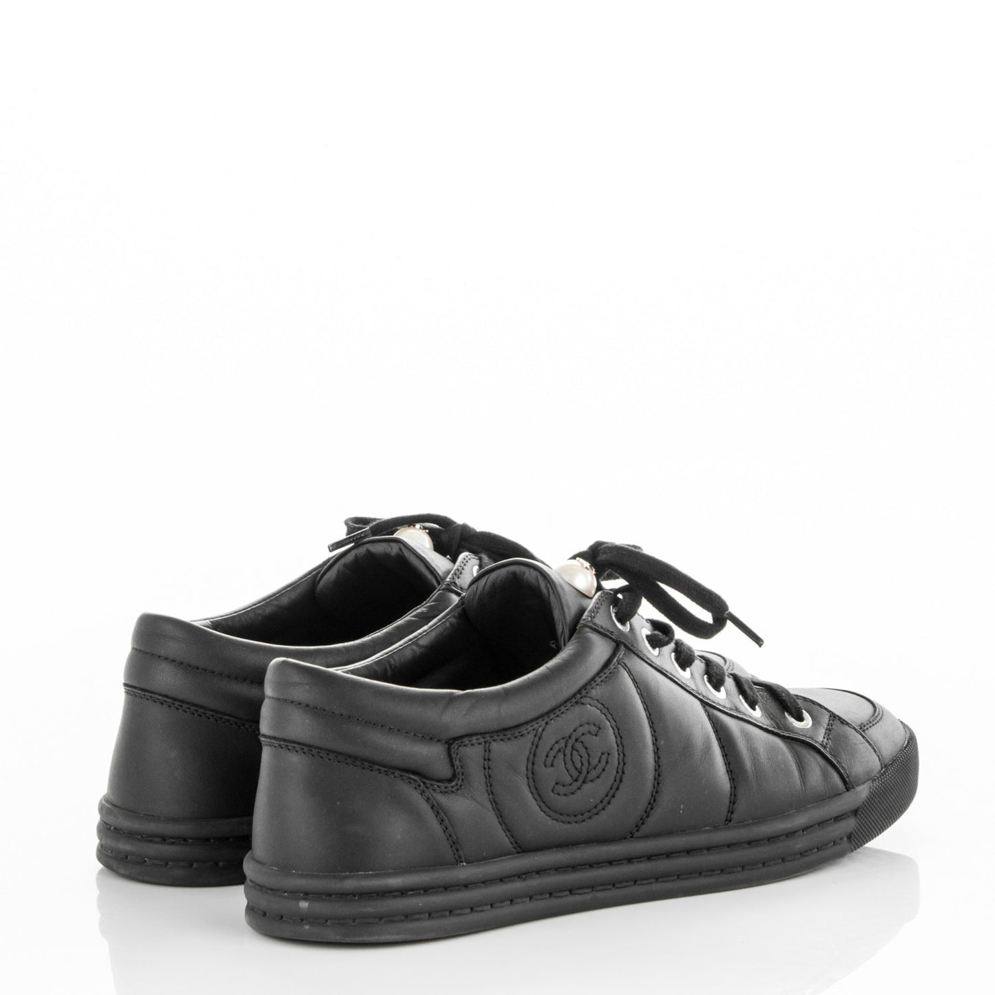 Calfskin Low Top CC Sneakers 39 Black