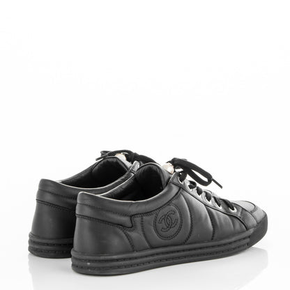 Chanel Calfskin Low Top CC Sneakers 39 Black 4 of 7