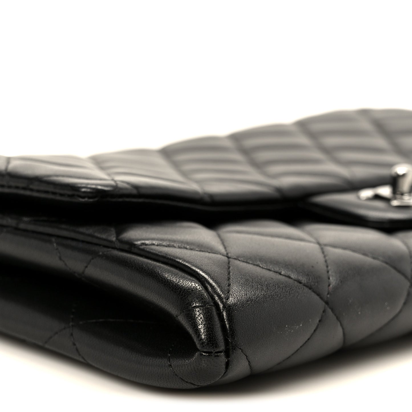 Lambskin Quilted Clutch With Chain Flap Black