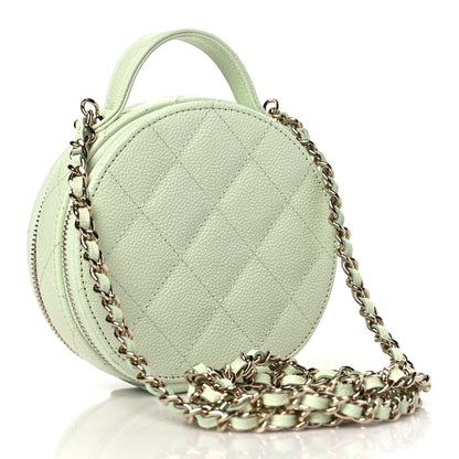 Chanel Caviar Quilted Round Handle With Care Vanity With Chain Light Green 3 of 10