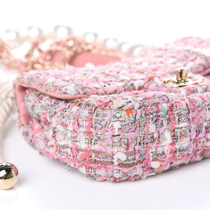 Chanel Tweed Mini Pearl Handle Flap Pink Beige Orange Ecru 8 of 10