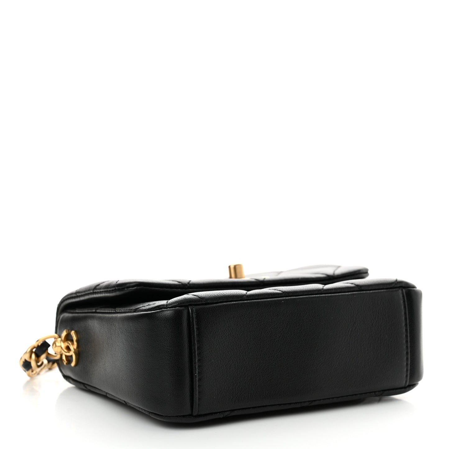 Lambskin Quilted Mini Side Note Flap Black
