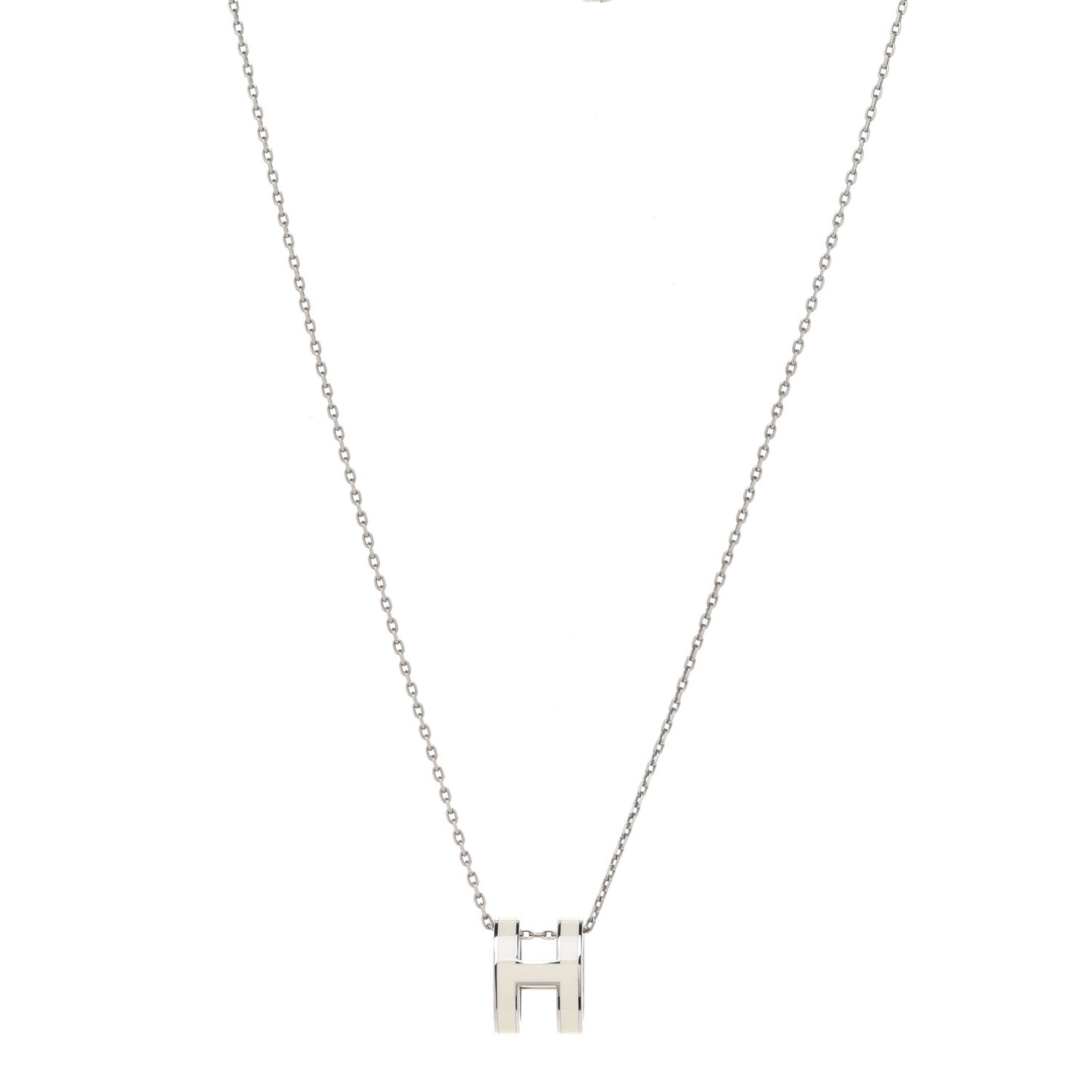 Lacquered Palladium Pop H Pendant Necklace White