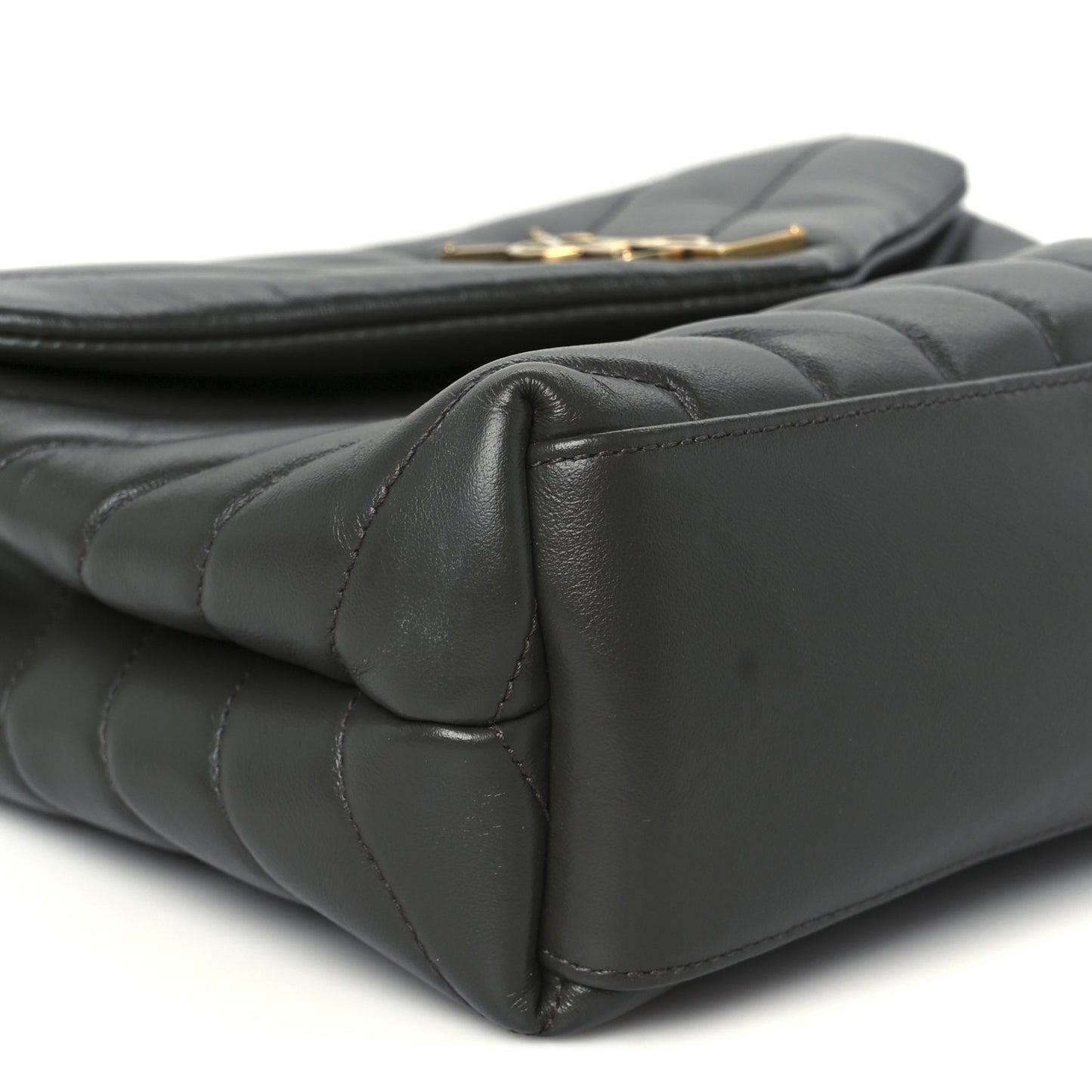 Calfskin Y Quilted Monogram Small Loulou Chain Satchel Pebble
