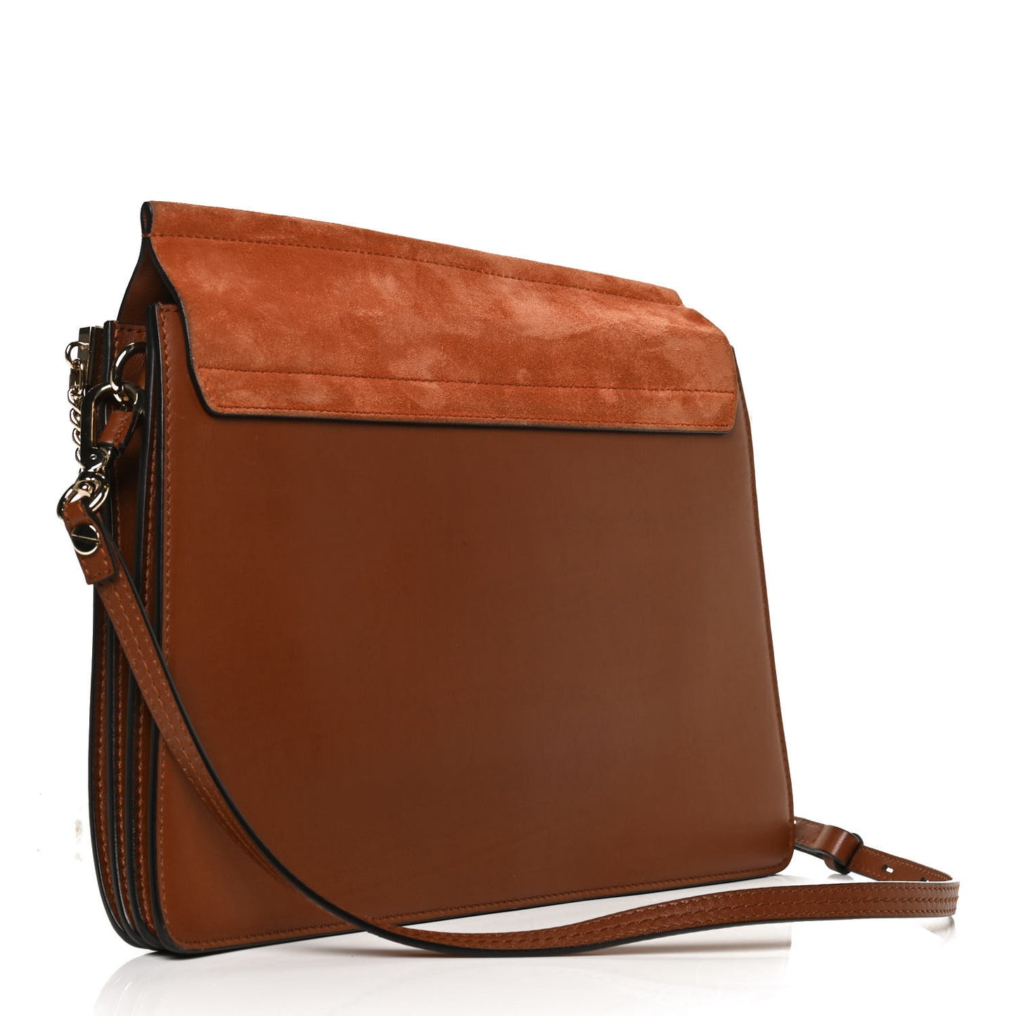 Suede Calfskin Medium Faye Shoulder Bag Tobacco