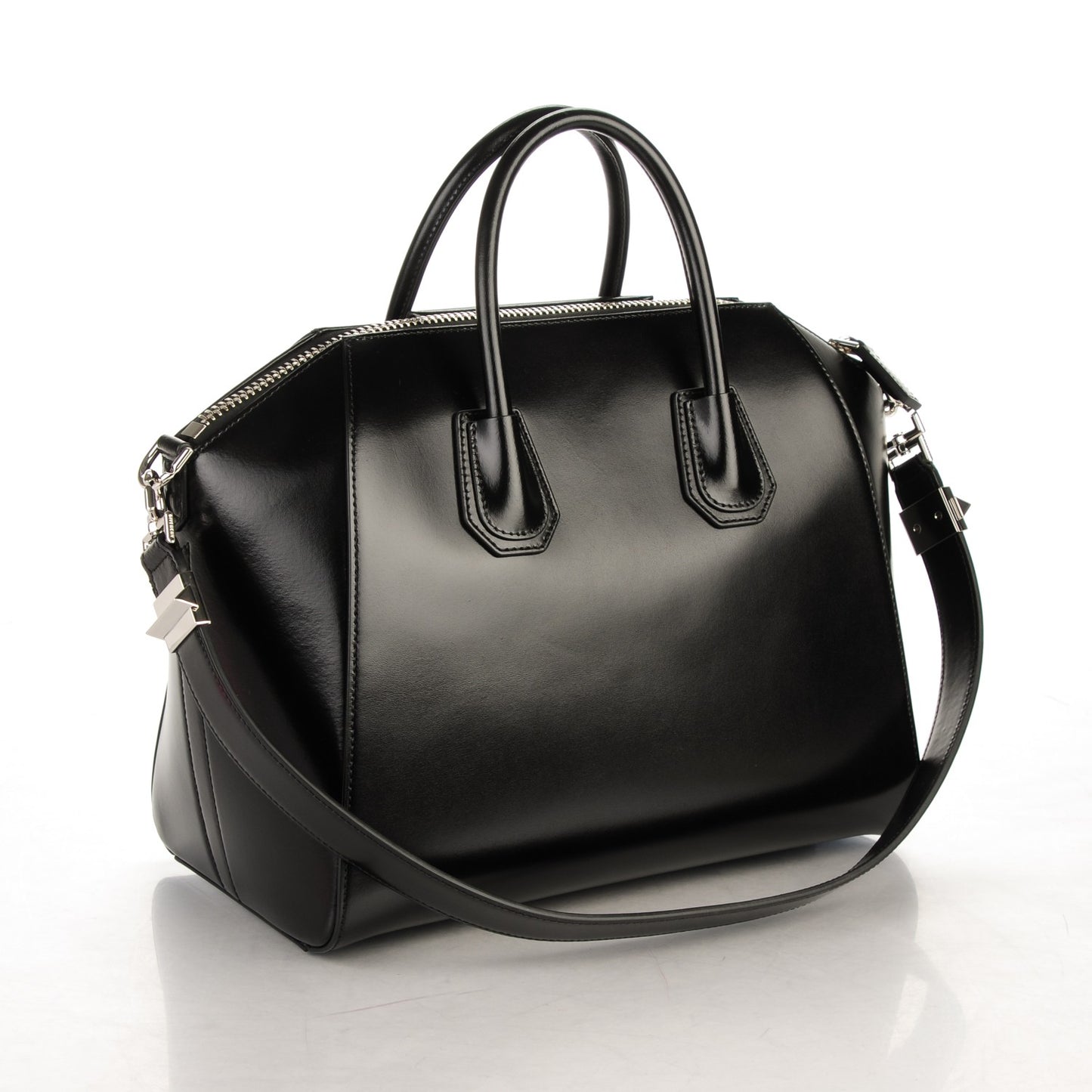 Shiny Lord Calfskin Medium Antigona Black