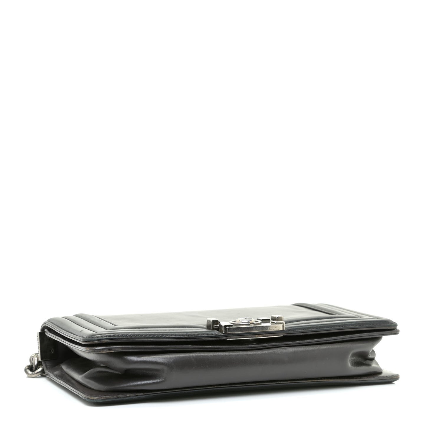 Glazed Calfskin Medium Boy Flap Black Brown