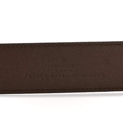 Gucci Smelit Calfskin Mens Interlocking G 35mm Belt 90 36 New Acero 5 of 5