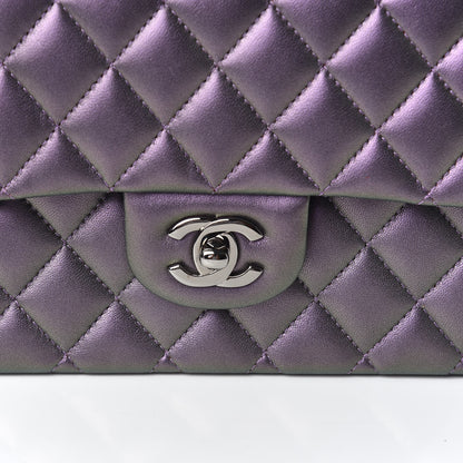Chanel Iridescent Lambskin Quilted Medium Double Flap Dark Purple 10 of 11