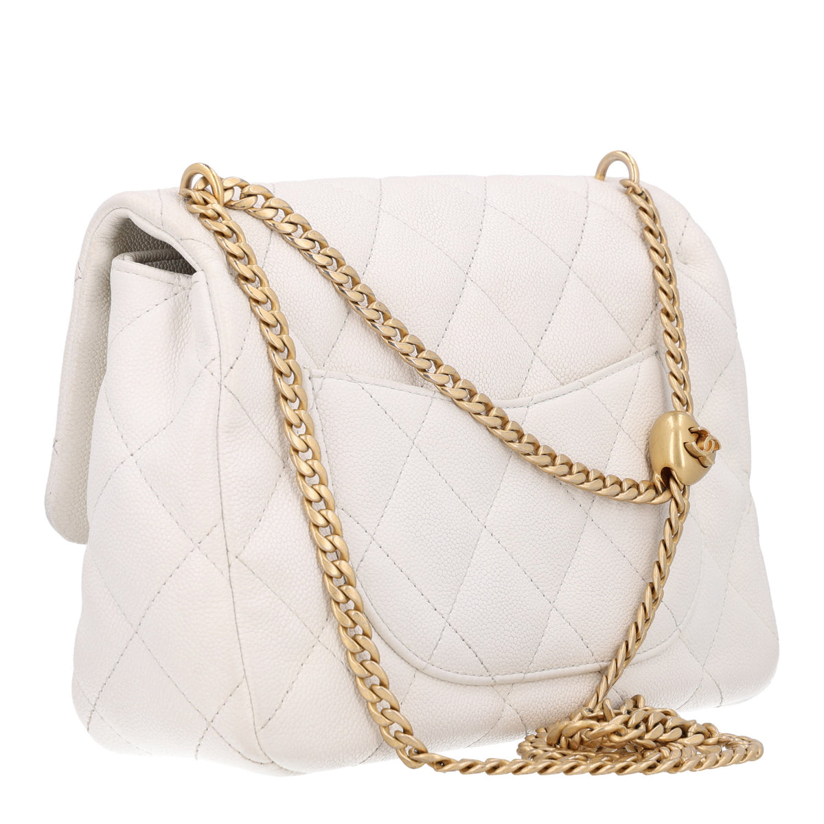 Caviar Quilted Sweetheart Flap White