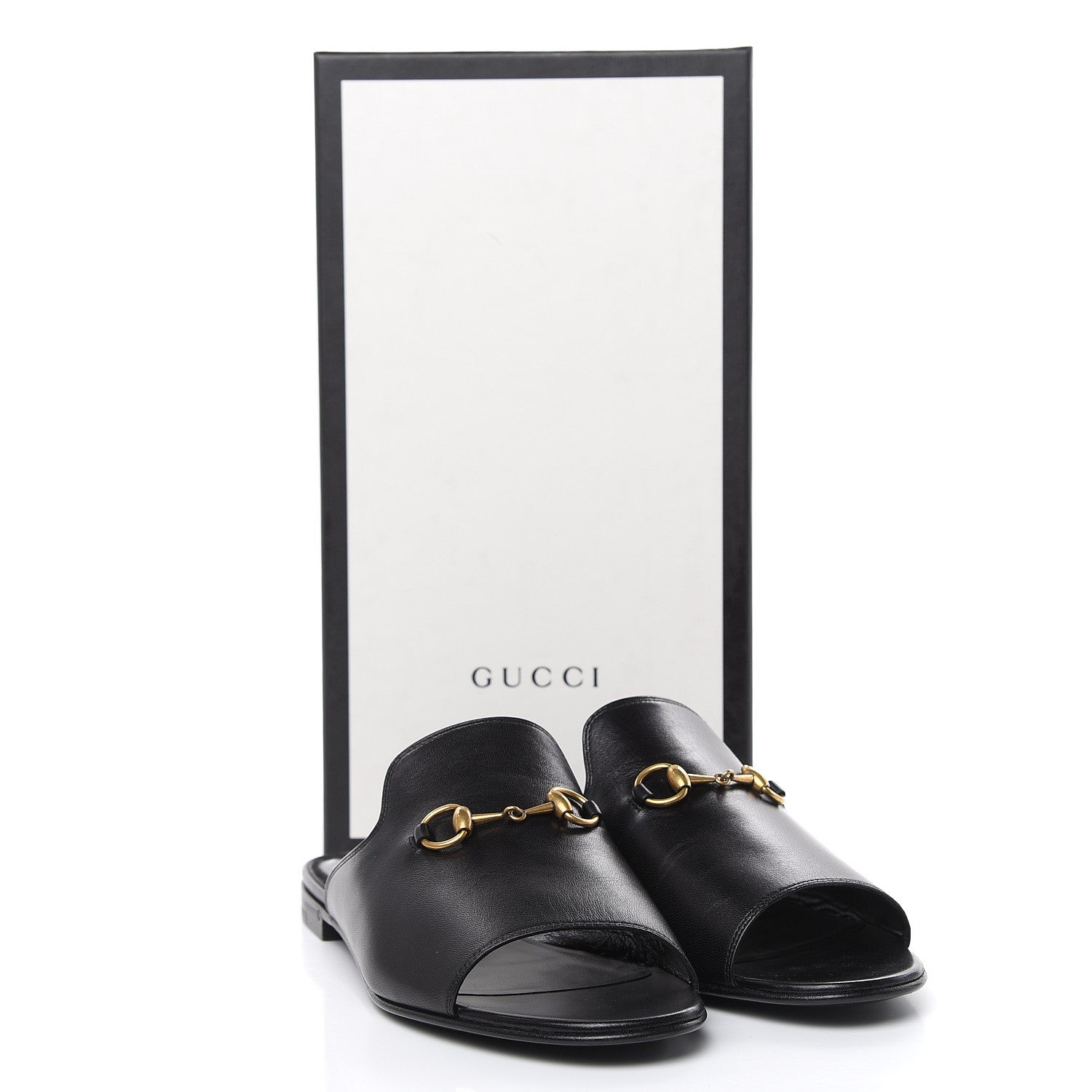 Gucci Malaga Kid Horsebit Slide Sandals 38.5 Black 9 of 9