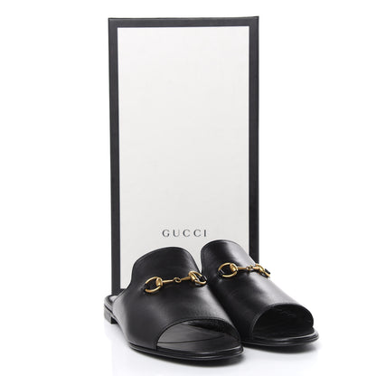 Gucci Malaga Kid Horsebit Slide Sandals 38.5 Black 9 of 9