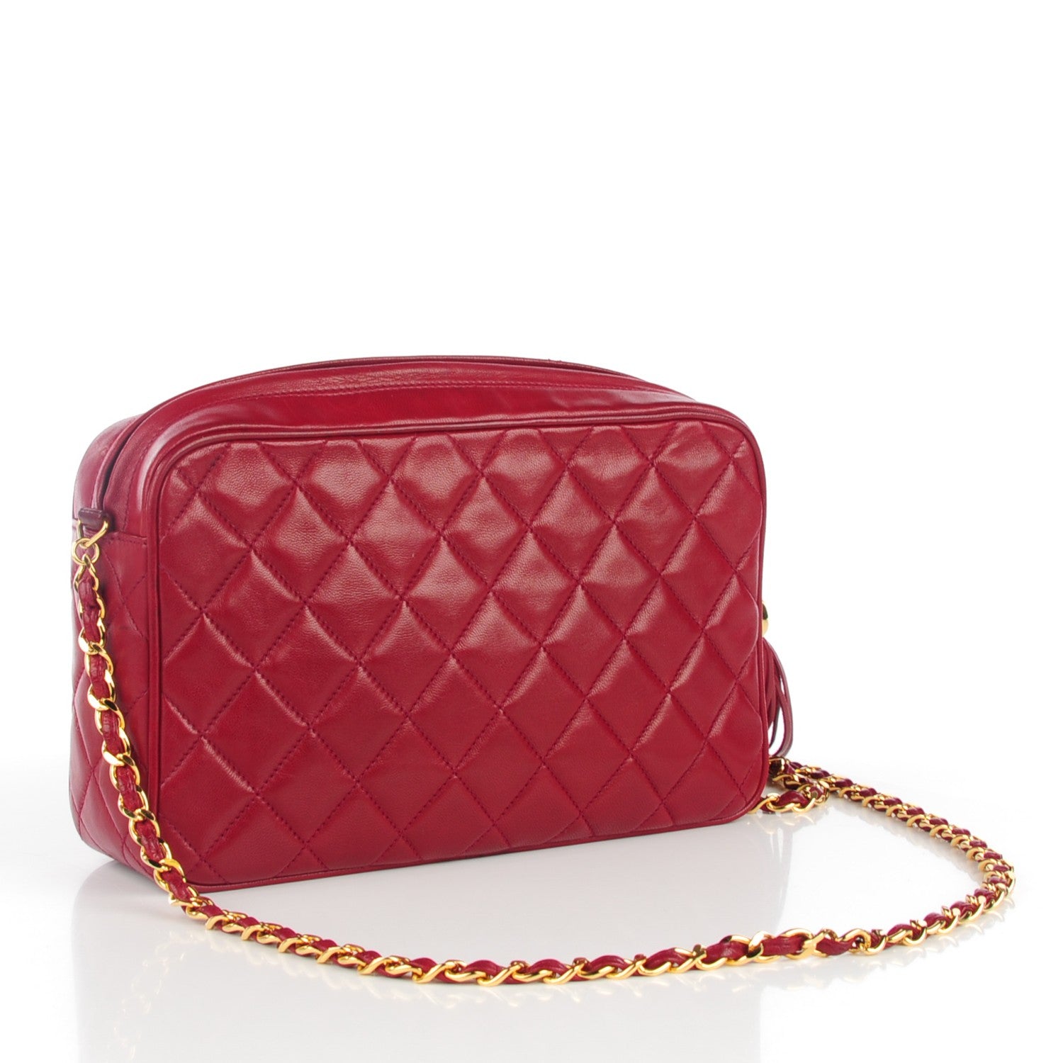 Chanel Lambskin Quilted Tassel Camera Case Red 3 of 8