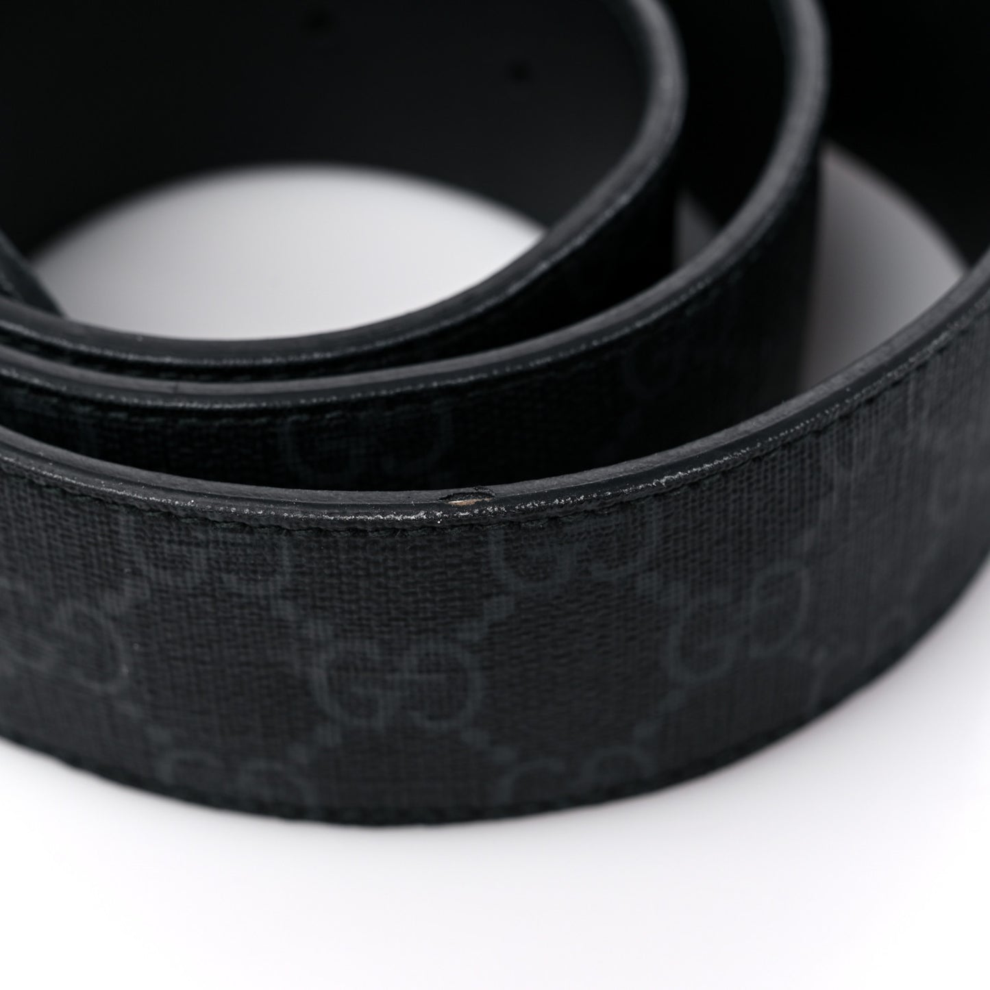 GG Supreme Monogram Selleria Calfskin Interlocking G 40mm Belt 100 40 Black Grey