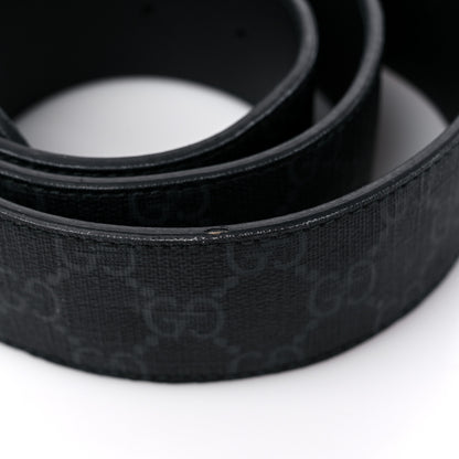 Gucci GG Supreme Monogram Selleria Calfskin Interlocking G 40mm Belt 100 40 Black Grey 6 of 6