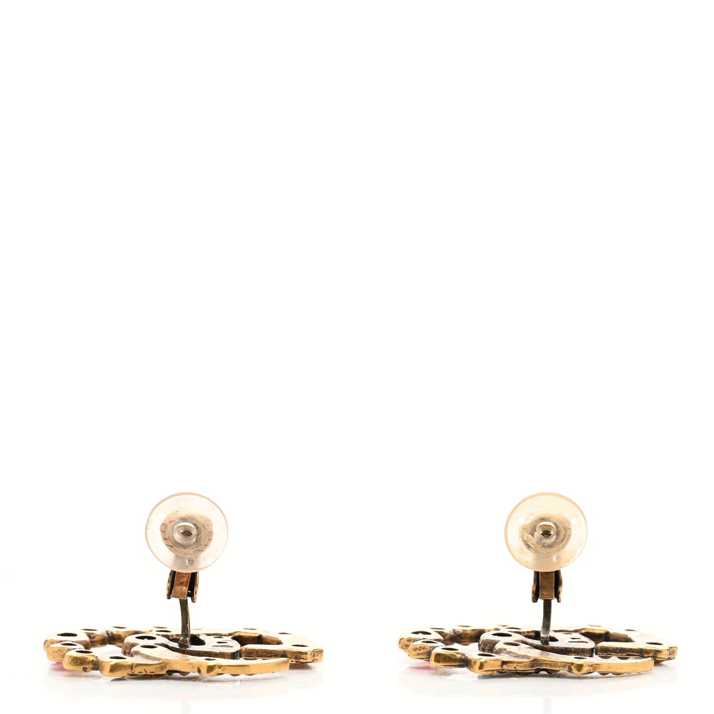 Crystal Double G Clip On Earrings Aged Gold Multicolor