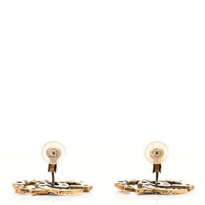 Gucci Crystal Double G Clip On Earrings Aged Gold Multicolor 3 of 5