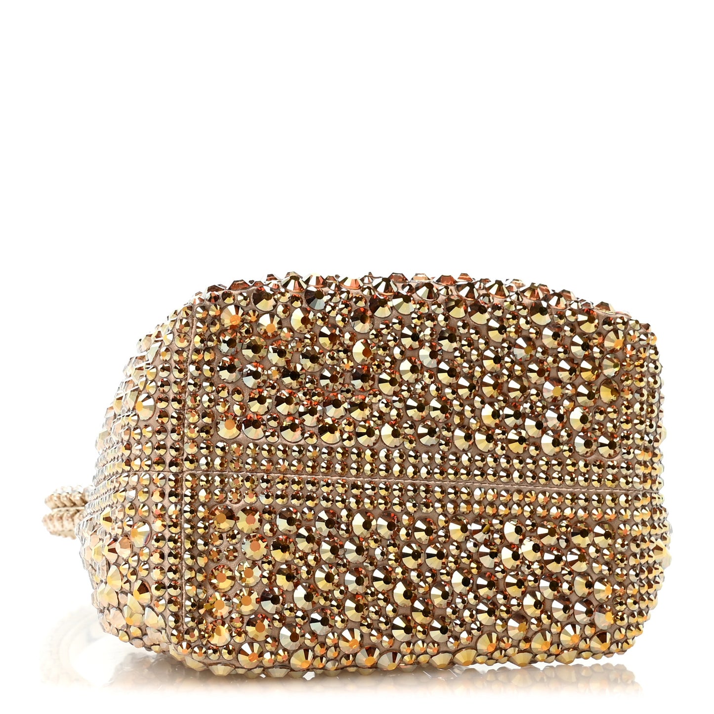 Satin Hotfix Crystal Embellished Bon Bon Bucket Bag Gold Silver