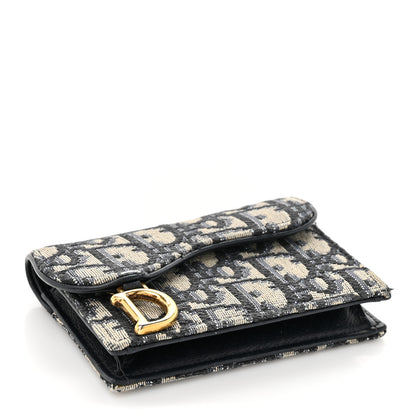 Christian Dior Oblique Saddle Card Holder Blue 4 of 9