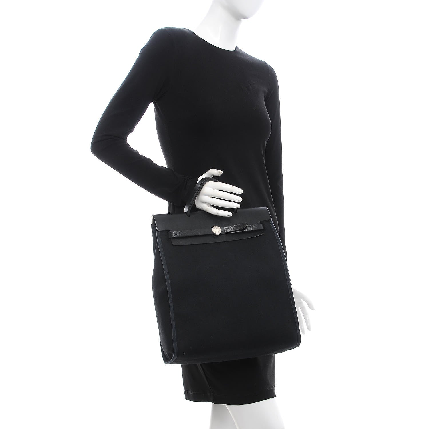 Hermes Military Toile Vache Hunter Herbag PM 31 Black 2 of 10