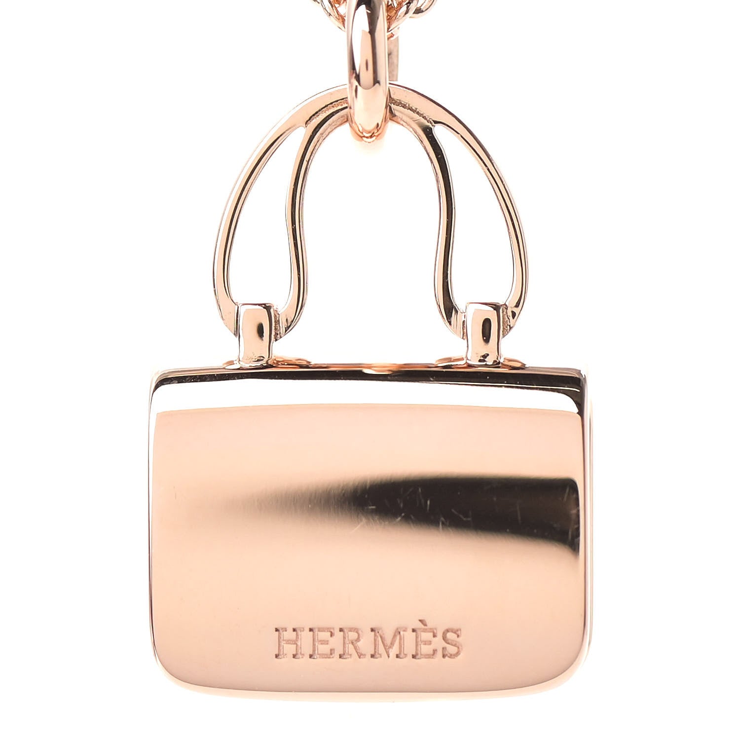 Hermes 18K Rose Gold Pink Sapphire Constance Amulettes Pendant Necklace 5 of 6