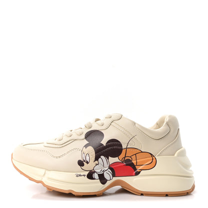 Gucci X DISNEY Calfskin Mickey Mouse Womens Rhyton Sneakers 40 Ivory 1 of 9