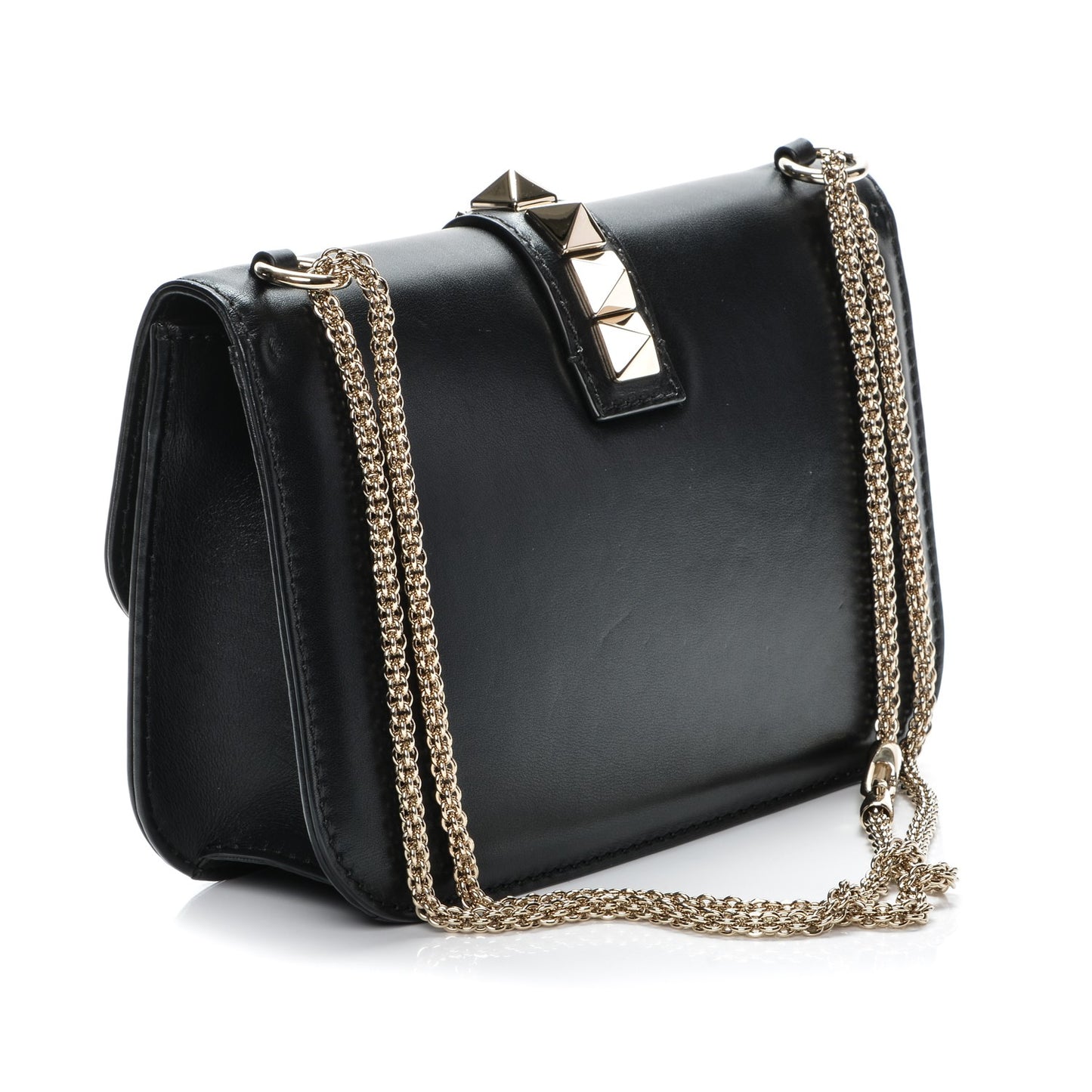 Vitello Medium Glam Lock Rockstud Flap Black