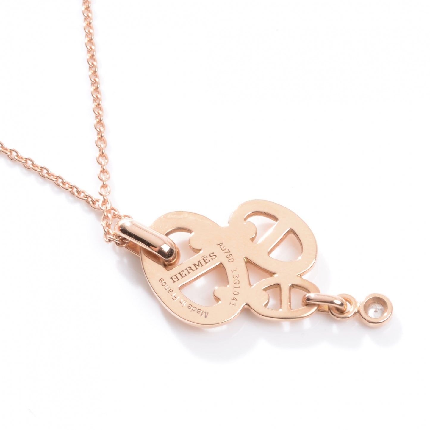 18K Rose Gold and Diamond Chaine D Ancre Enchainee Necklace MM