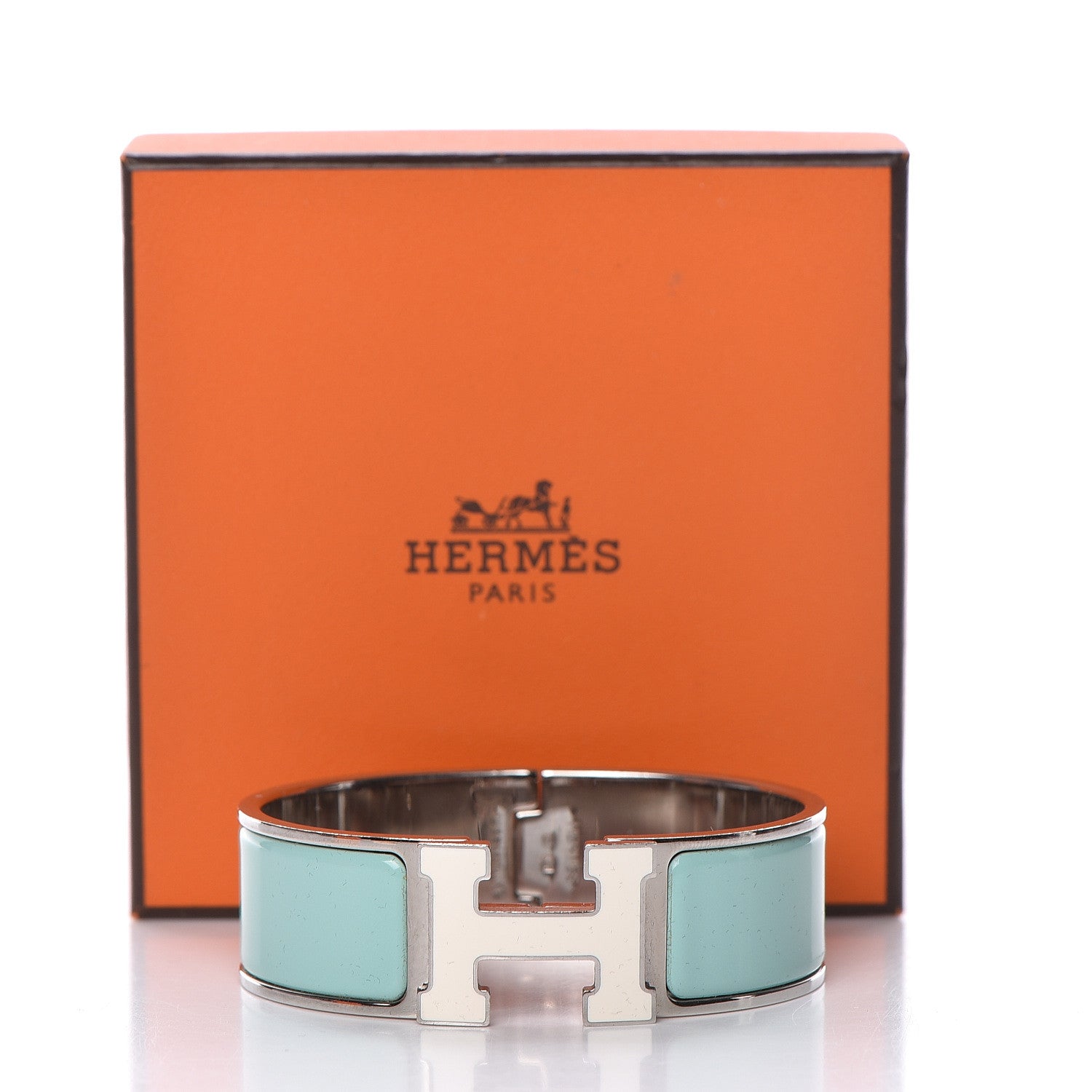 Hermes Enamel Wide Clic Clac H Bracelet GM Lagon White 5 of 5