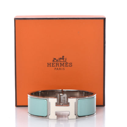Hermes Enamel Wide Clic Clac H Bracelet GM Lagon White 5 of 5