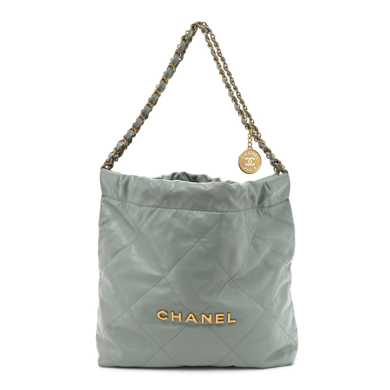 Chanel Shiny Calfskin Quilted Small Chanel 22 Grey 1 of 11