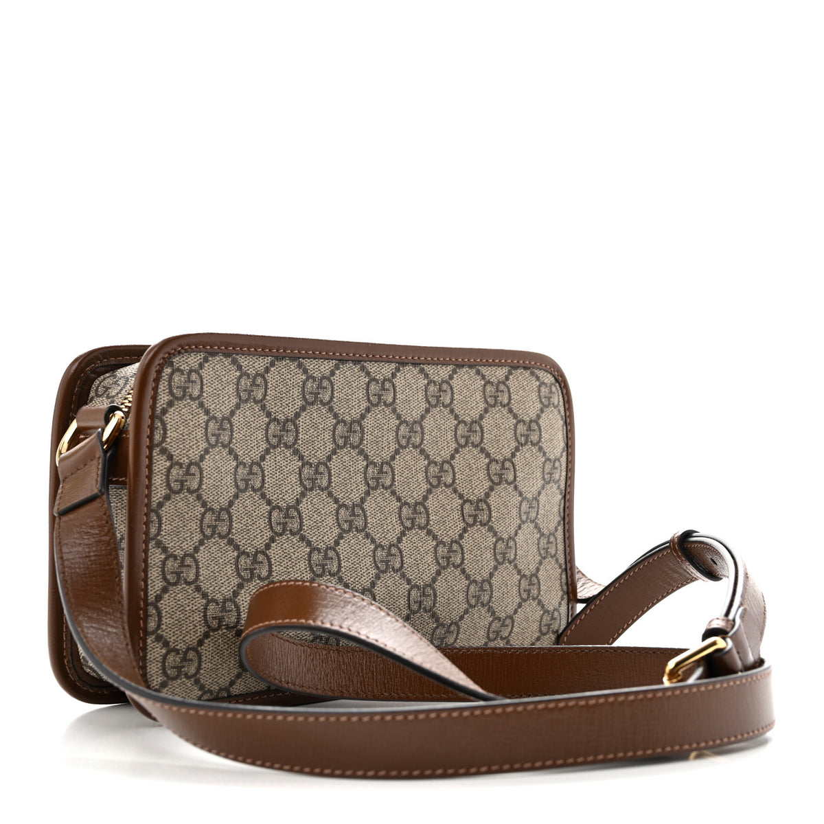 GG Supreme Monogram Azalea Calfskin Mini Retro Interlocking G Shoulder Bag Beige Ebony Brown Sugar