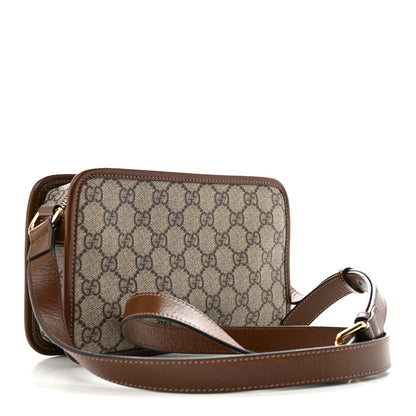 Gucci GG Supreme Monogram Azalea Calfskin Mini Retro Interlocking G Shoulder Bag Beige Ebony Brown Sugar 3 of 13