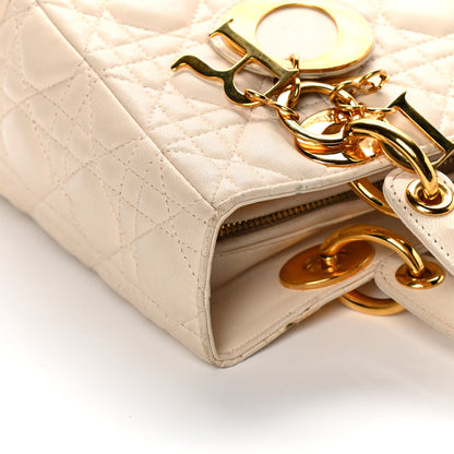 Christian Dior Lambskin Cannage Medium Lady Dior Light Beige 9 of 13