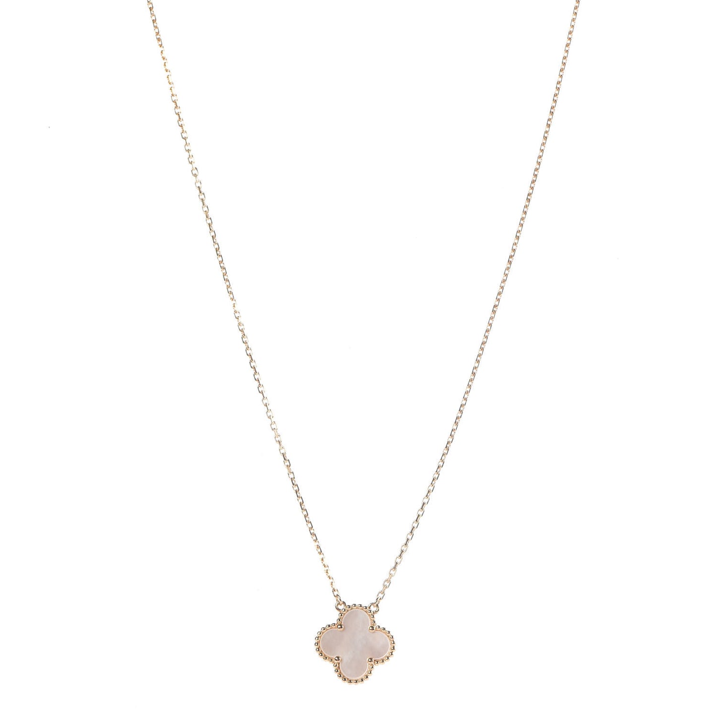 18K Yellow Gold Mother of Pearl Vintage Alhambra Pendant Necklace