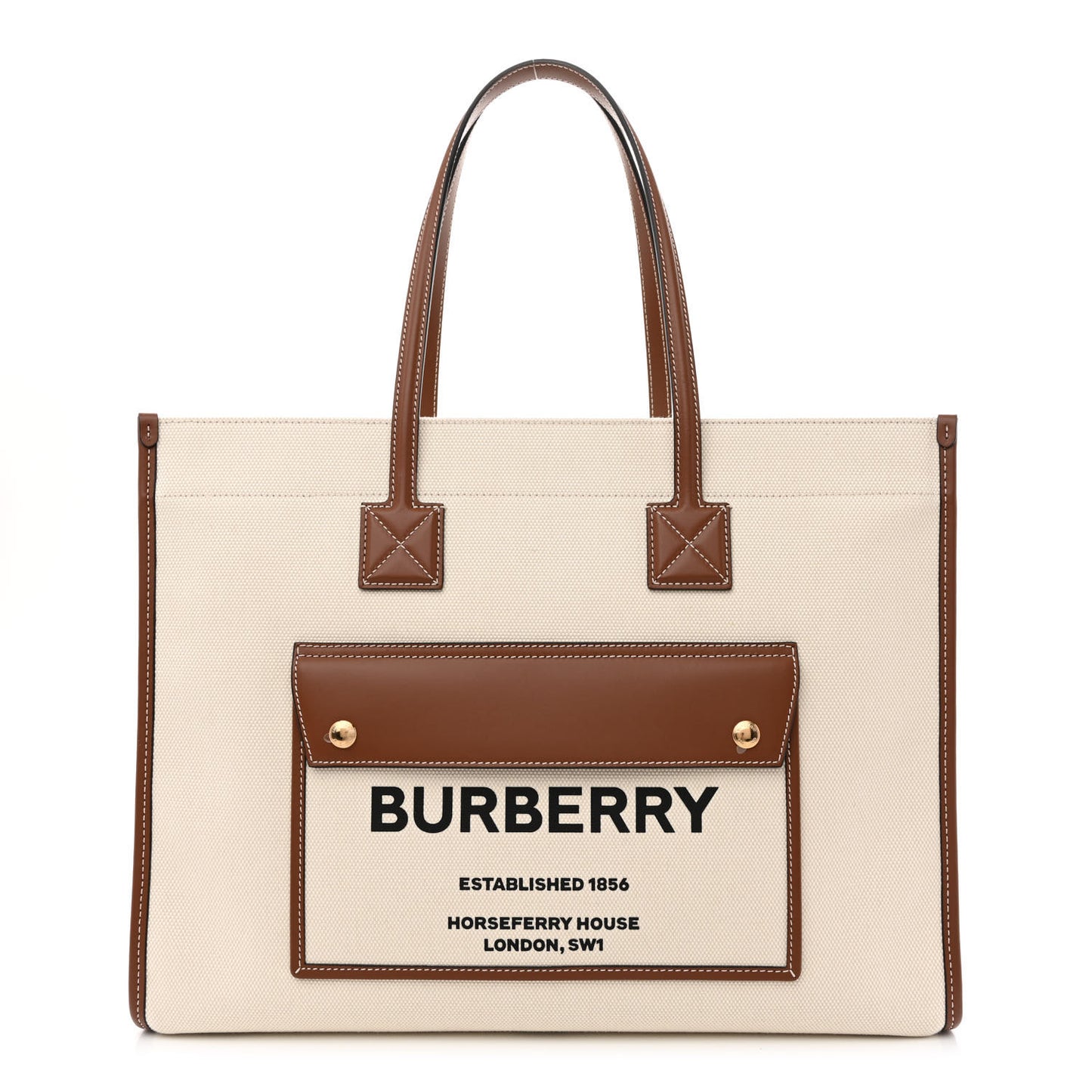 Canvas Smooth Calfskin Medium Two Tone Freya Tote Brown