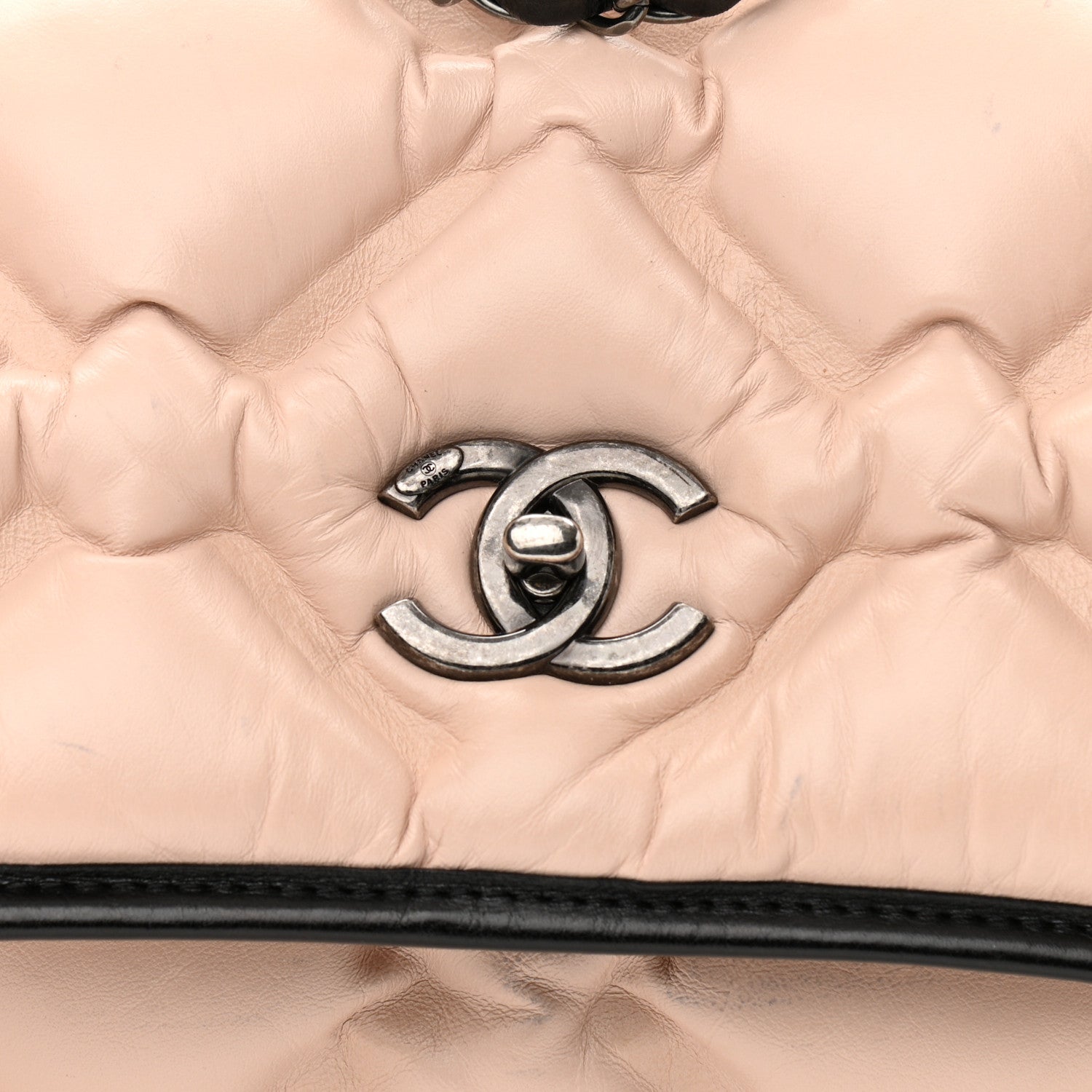 Chanel Calfskin Quilted Medium Chesterfield Flap Light Beige Black 8 of 14