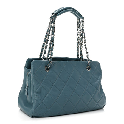 Chanel Caviar Quilted CC Timeless Soft Tote Blue 3 of 14