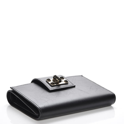 Valentino Garavani Vitello Rockstud Turn Lock Compact Wallet Black 4 of 10