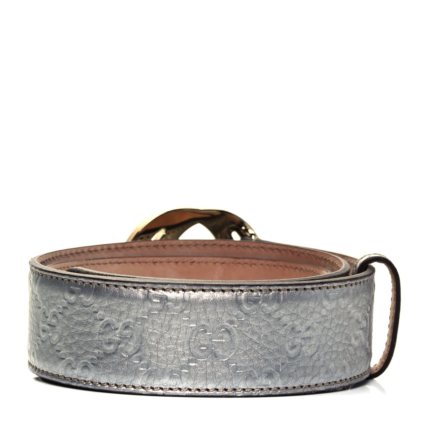 Guccissima Interlocking G Belt 85 34 Silver