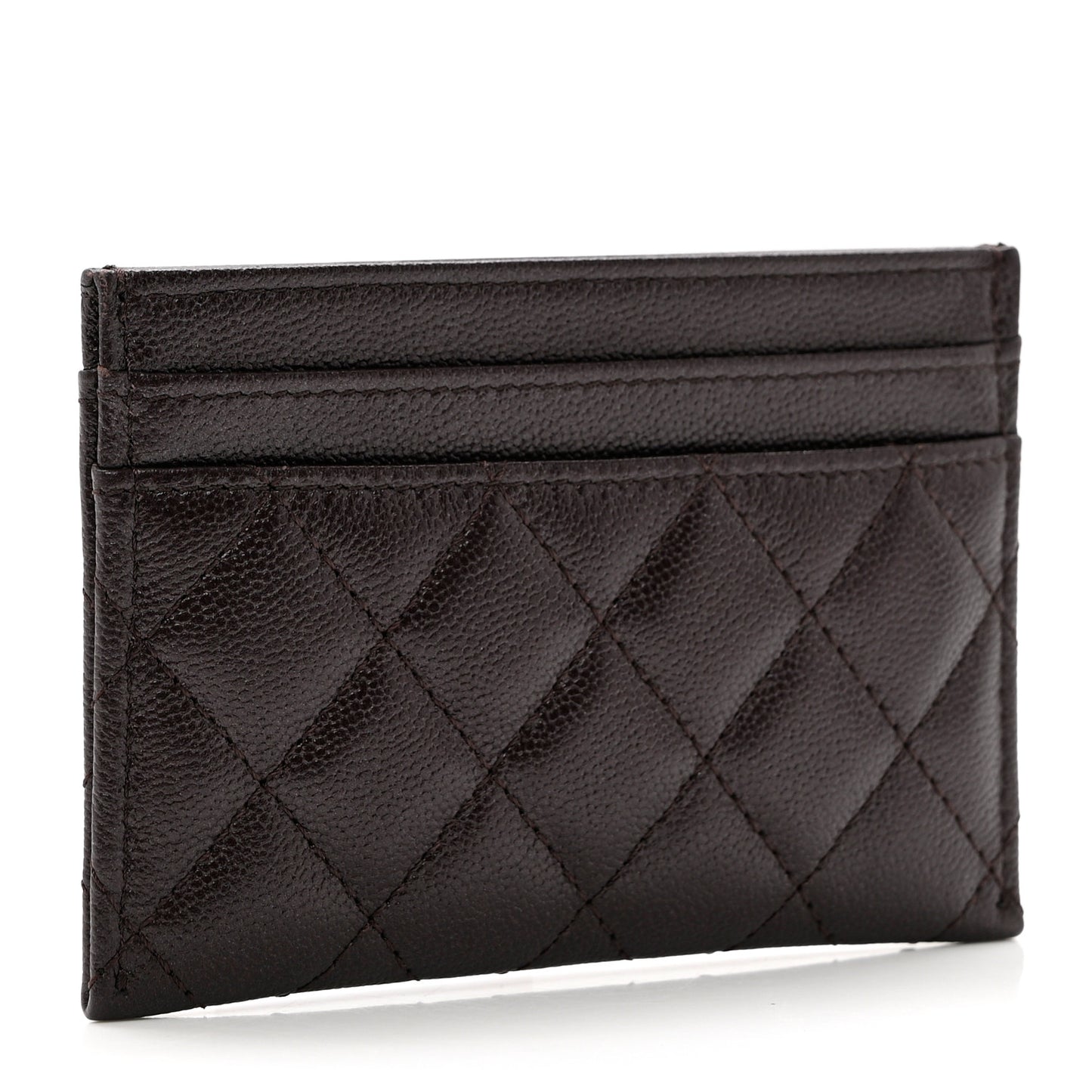 Caviar Quilted Boy Card Holder Dark Brown