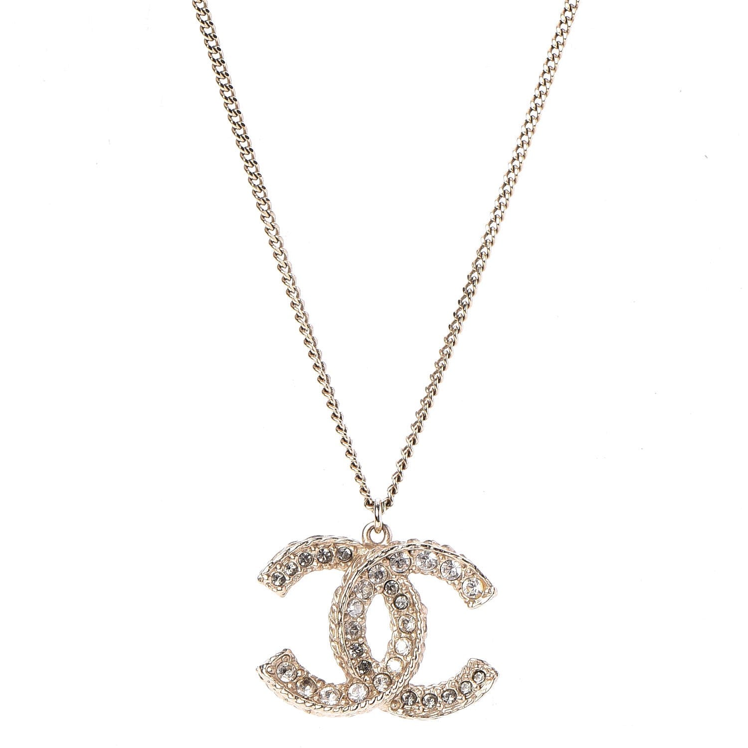 Chanel Baguette Crystal CC Necklace Light Gold 1 of 6