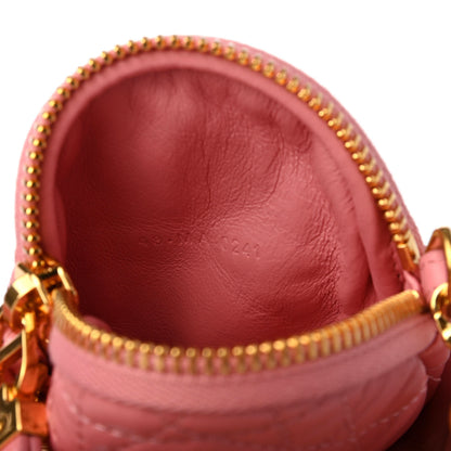 Christian Dior Lambskin Mini Cannage Round Caro Crossbody Pouch Peach Blossom Pink 7 of 10