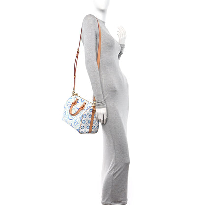 Louis Vuitton Monogram Tiles By The Pool Speedy Bandouliere 25 Lagoon Blue 2 of 12
